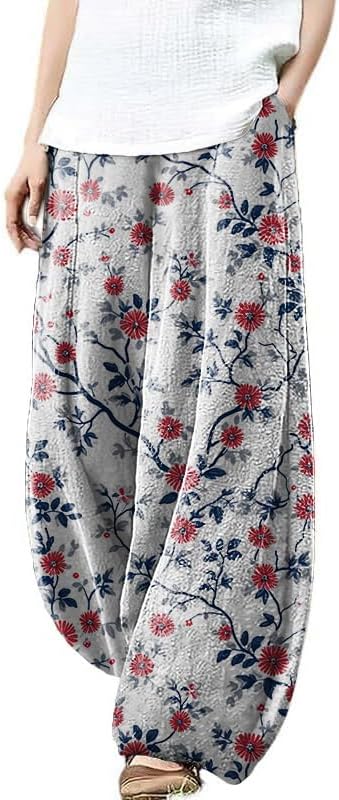 Japanese Art Style Harem Pants for Women 2025 Fashion Summer Causal Wide Leg Elastic Waist Lantern Pants with Pocket