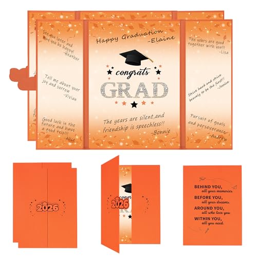 Image of Vlipoeasn 2PCS Graduation Guest Book Alternative, Orange Class of 2026 Party Decorations, Grad Signature Book for 2026 College High School, Unique Graduation Gifts for Friends