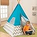 KidKraft Deluxe Bamboo & Canvas Play Teepee, Children's Furniture – Turquoise & Chevron Print