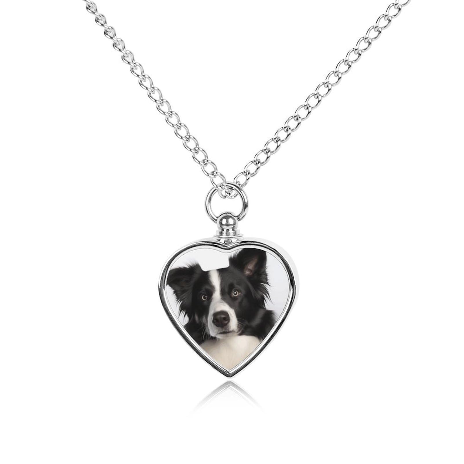 Pet Ashes Necklace, Dog Cremation Jewelry, Border Collie