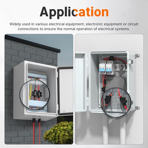 joinfworld 2 port inline splice connector 4-14 awg aluminum to copper wire connectors insulated wire connectors ul listed wire cable connectors with 53234 slotted allen hex - 6 pack