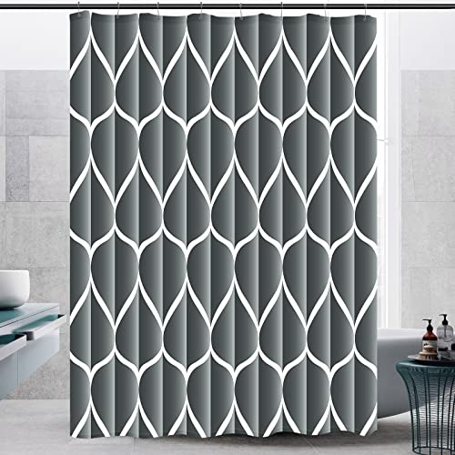 Gelbchu Dark Grey Fabric Bath Shower Curtain W 54 x H 72,Waterproof Design and Polyester, Quick-Drying, Heavy Weight, Stall Size Shower Curtains Set for Modern Bathroom
