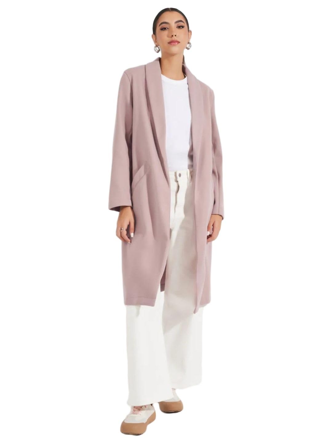 styli Women's A-Line Knee-Length Coat | Long Polyester Jacket with Button Closure | Stylish & Warm Regular Fit Outerwear-picture-23