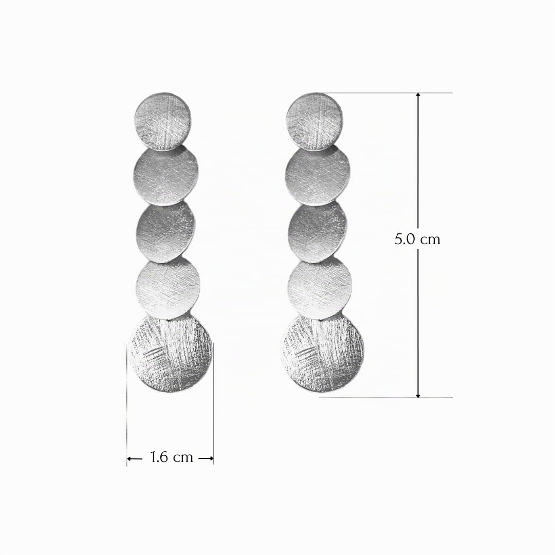 Pendientes Largos Fall, chapados en oro de 18k con circulos, pendientes de fiesta ligeros, joyas para mujer, regalo único para mujer (Oro Blanco 18k)