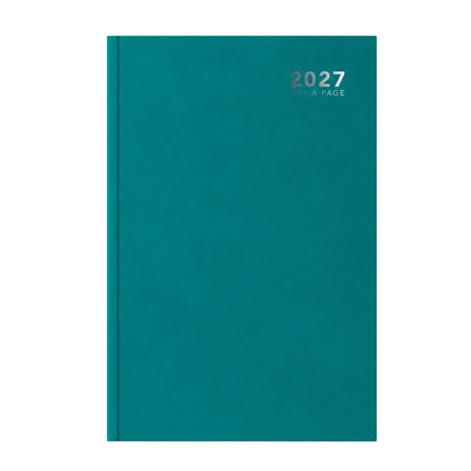 2027 Diary A4 Week Day Per Page - Teal Hardcover Casebound Daily Planner