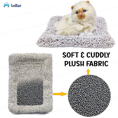 Image of FunBlast Cute Cat Plush Toy with Meow Sound, Toy Accessories for Car Dashboard & Home Decor, Realistic Cat Pet Toys with Bed, Gift for Kids (Brown-Random)
