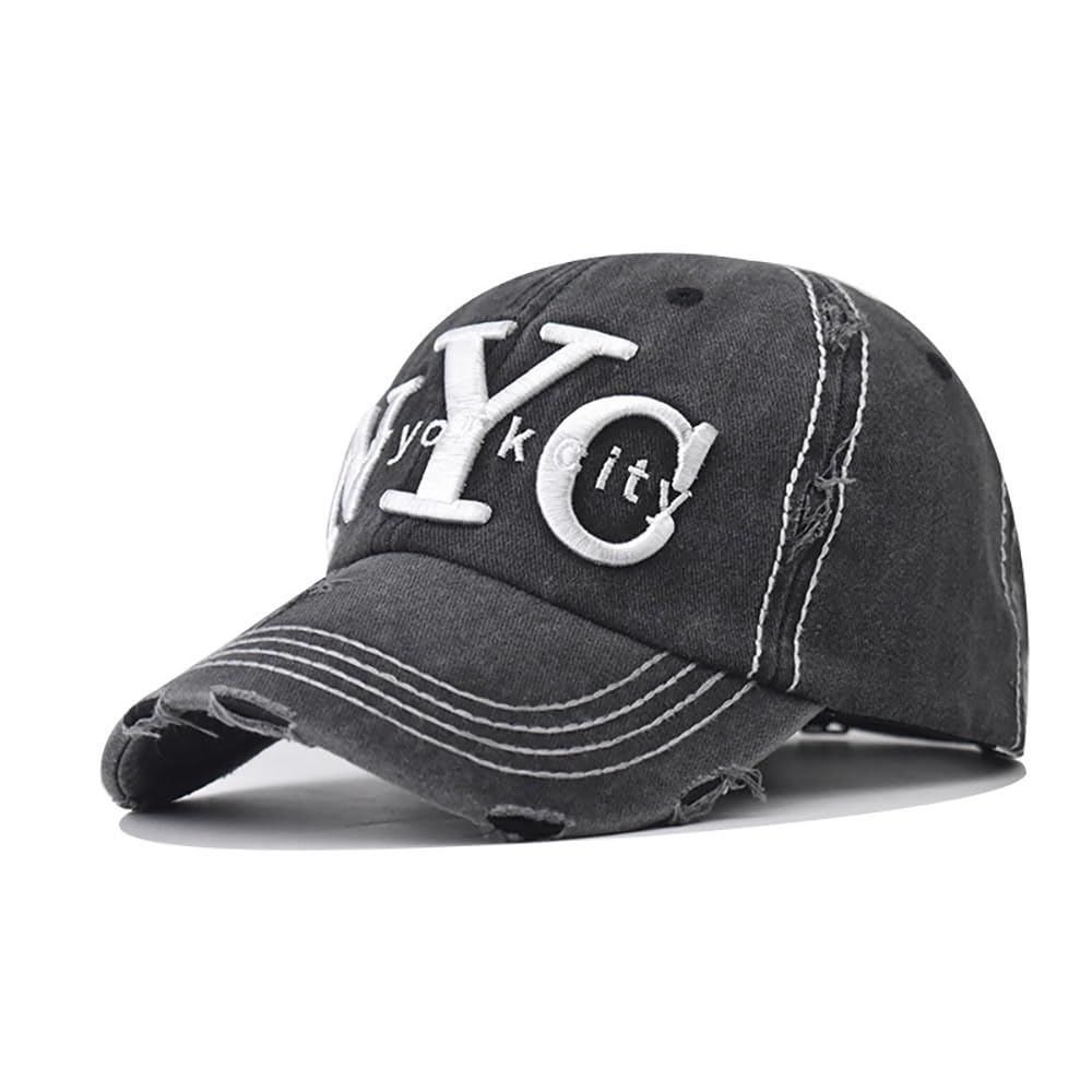 New York City Embroidered Baseball Cap Classic Vintage Cotton Cap Neutral Baseball Cap Outdoor Cap, Black, L