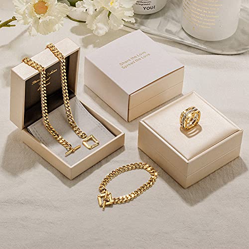 Ciunofor Square Toggle Clasp Chain Bracelet Chunky Miami Cuban Link For Women Girls 18K Gold Filled Stainless Steel Vintage Curb Chain #TOP5