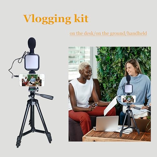 Smartphone Video Kit, Vlogging Kit, Youtuber Kit, with Microphone Light Tripod 50" Extendable Phone Clip Remote Control Compatible with iPhone/Smartphone/Cameras - Image 6