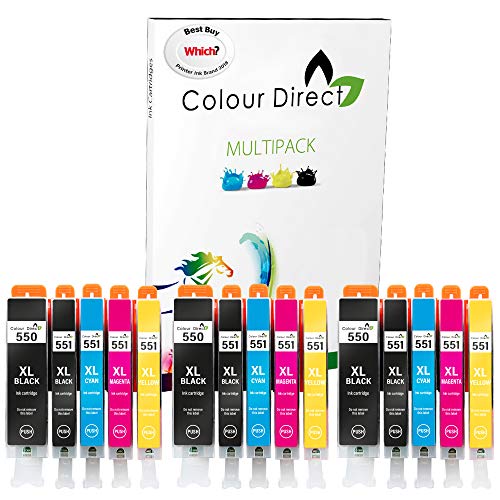 15 XL ColourDirect Cartouches d'encre compatibl15 XL PGi-550XL / CLI-551XL ColourDirect compatible Cartouches d'encre pour MG5450 MG5550 MG5650 MG6350 MG6450 MG6650 MX725 MX925 MX725 MG7150 iP7250 Imprimante