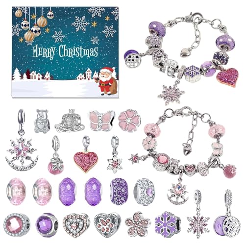 Votoko Adventskalender 2026 Mädchen Schmuck, 24 Füllung Adventskalender Schmuck Basteln Charm Armband Kit, Weihnachtskalender Geschenk für Mädchen 6 7 8 9 10 11 12 13 Jahre