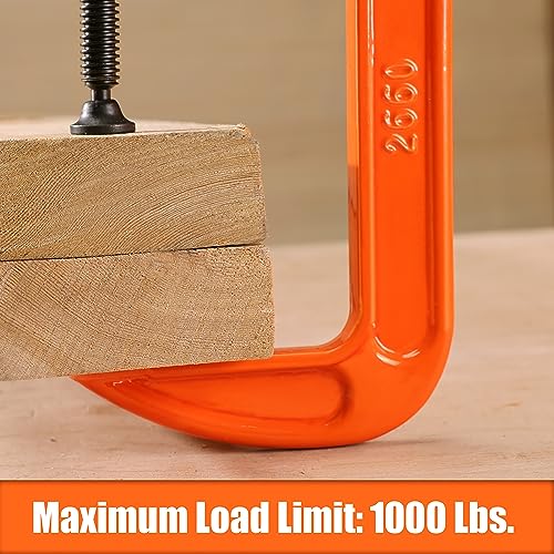 Image of PONY 6 inch C-Clamp Set, 2660 C-Clamp, 1000 lbs Load Limit, 2-Pack
