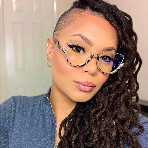 Image of Zeelool Stylish Semi-rimless Cat Eye Glasses Frame for Women with Non-prescription Clear Lens Felicia VHP0189-07 Light /Tortoise