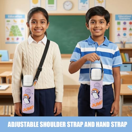 Image of HASTHIP Child Water Bottle Bag with Quick Release Buckle Strap, Neoprene Insulated Water Bottle Holder Carrier Sling Pouch for 300 to 500ml Bottles, School Travel Outdoor Sports and Daily Use
