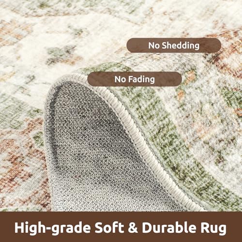 AMOAMI-4X6 Area Rugs for Living Room -Soft Vintage Bedroom Rugs-Non Slip Washable Rug-Throw for Living Room Bedroom Bedside Dining Room Office Green