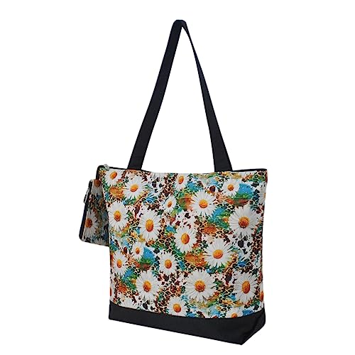 Image of NGIL Medium Top Zipper Closure Canvas Tote Bag with Attached Matching Coin Purse For Moms and Nurses