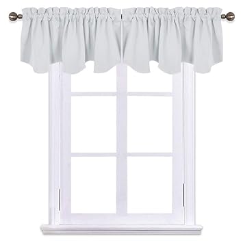 NICETOWN Room Darkening Cafe Curtains - Greyish White 52 inches by 18 inches Pole Pocket Draperies Valance Curtains for Bedroom/Hotel/House/Living Room/Bay Window, Platinum, 1 Pair
