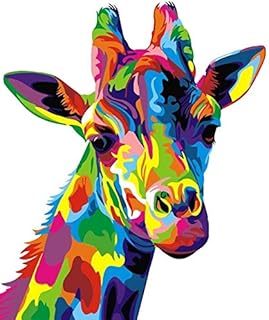 QWEWQE - Quadro su tela con giraffa colorata, arte astratta di animali colorati, stampa su tela, poster artistico moderno nordico, immagini per soggiorno (70 x 110 cm, senza cornice B)