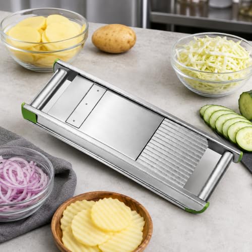 Image of Stainless Steel Vegetable Cutter & Slicer | Heavy-Duty Manual Slicer for Potato, Onion, Cabbage & Kitchen Use | Durable Commercial-Grade Vegetable Chopper with Sharp Blades