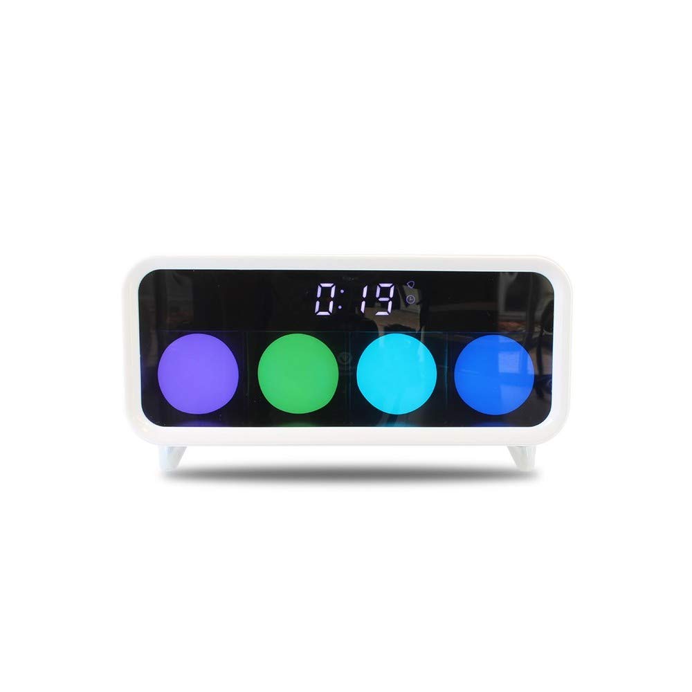 METRONIC 477029 - Sveglia con caricatore senza fili per induzione, effetti luminosi e tasti tattili, colore: Bianco
