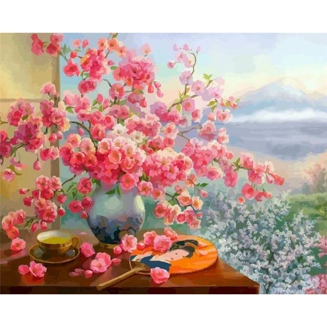 Amazon | 数字でペイント 花 風景 油絵 アクリル絵の具 カラフル