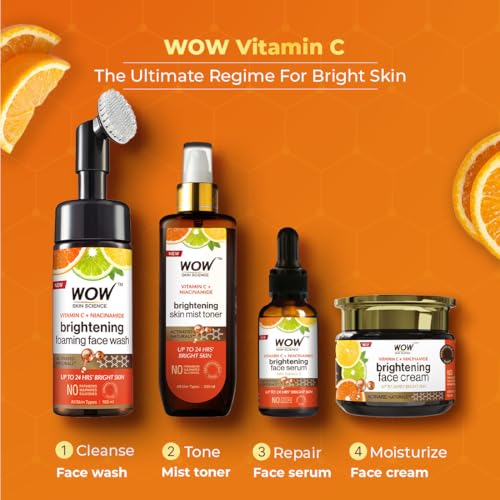 Image of WOW Skin Science Brightening 20% Vitamin C Face Serum | Boost Collagen and Elastin for Anti aging, Skin Repair | For Dark Circles, Fine Lines | Glowing Skin | Hydrates | 15 ml | Pack of 2