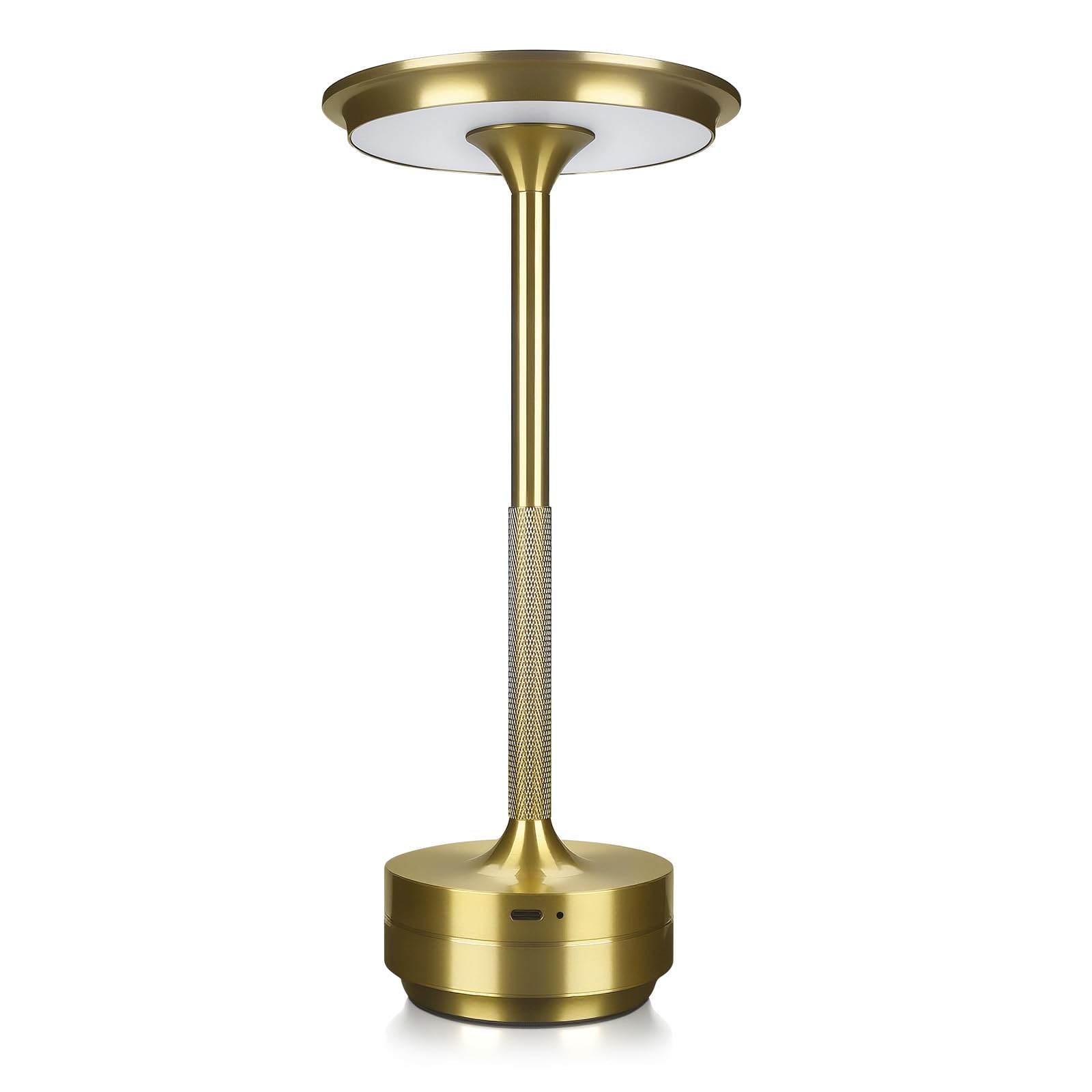 MMOBIEL Cordless Table Lamp Rechargeable Round Metal LED Lamp with Touch Control, 3-Color Stepless Dimming, USB-C Charging, 1800mAh Battery for Bedroom, Restaurant, Patio, Indoor/Outdoor – Gold — image 1