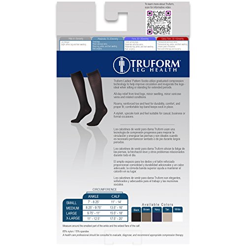 Image of Truform Compression Socks, 15-20 mmHg, Women's Dress Socks, Knee High Over Calf Length, Black Diamond Knit, Large (Pack of 2)