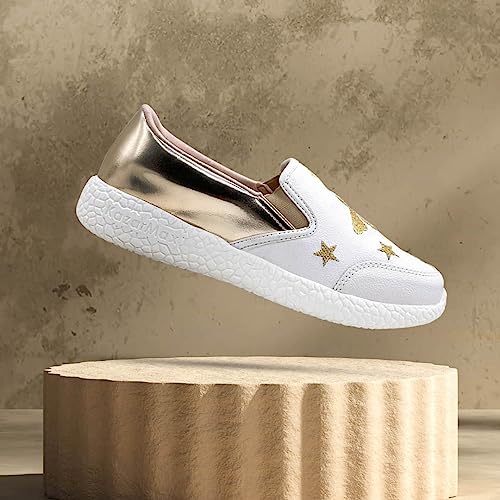 Image of KazarMax Women PU Embroidered Slipon Sneakers | Loafer| Casual Shoes