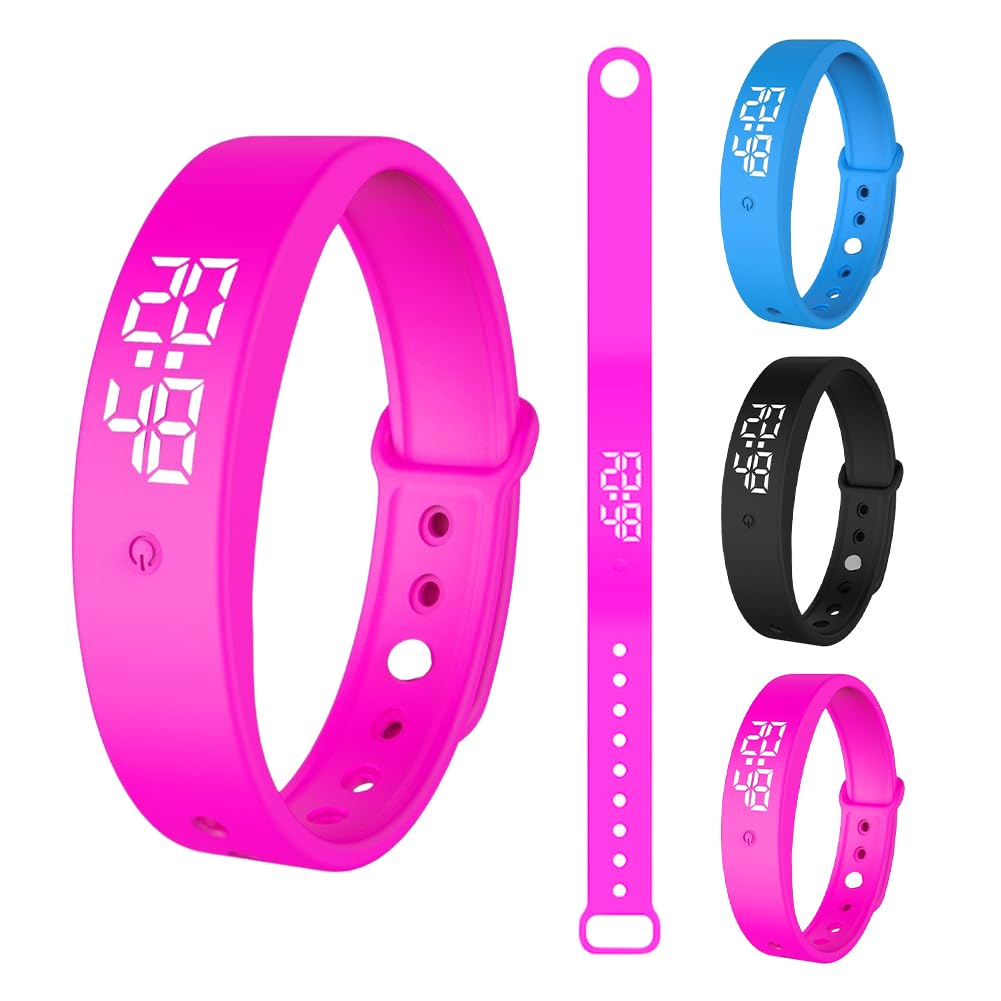 DASIAUTOEM Vibrationswecker Armband, Vibrationsalarm Erinnerung Uhr, Armband Wecker Vibration mit Timer, Trinkerinnerung Alarm Medikamenten Wecker für Erwachsene Kinder, 6 Täglichen Alarmen (Rosa)