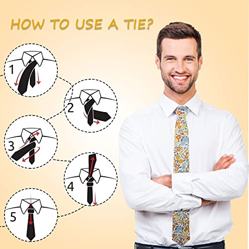 Image of Mantieqingway Floral Ties for Men Skinny Cotton Tie Flower Necktie