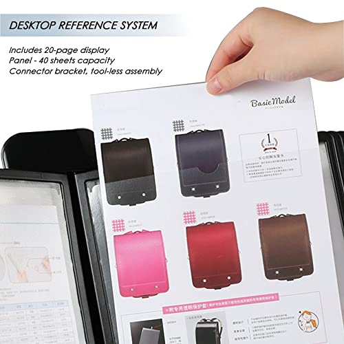 Fpigshs Desktop/Wall Reference System With 20 Panels Easy-Load Pockets, Adjustable Desk Reference Organizer, Black Base Flip File Rack, For Display A4 Documents. (Size : 20 Panel) #TOP5