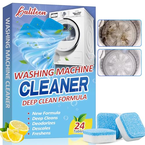 Washing Machine Cleaner Tablets, 24 Pack for HE Washers