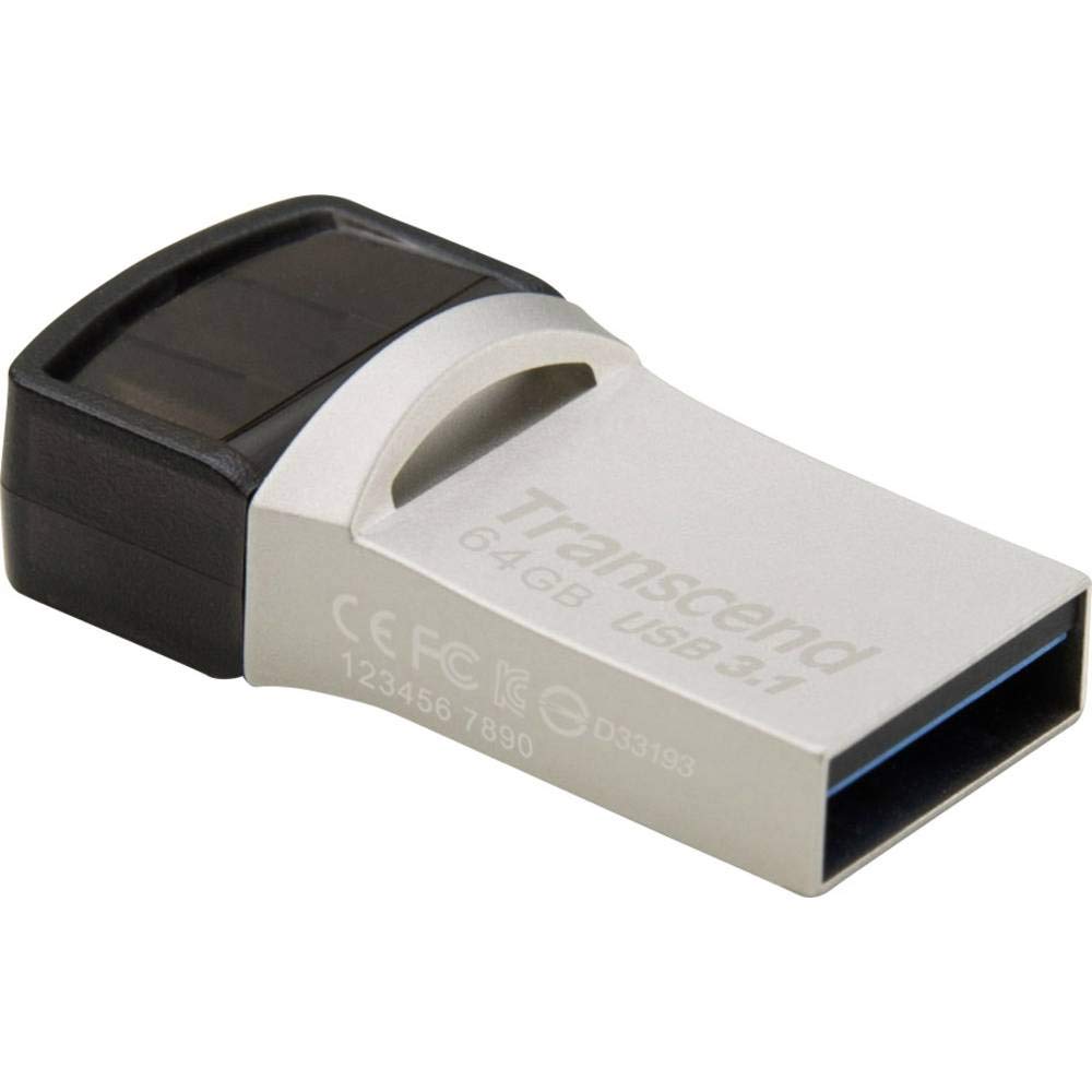 Transcend JetFlash 890 64GB USB Type-C / USB 3.1 Gen 1 Pennetta a Doppio Connettore USB OTG per Android TS64GJF890S
