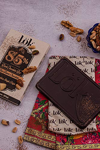 Lok Dark Chocolate Bar 85% Cacao | Fair Trade, Non-Gmo, Kosher, Gluten Free, Vegan, Bean-To-Bar, Keto Friendly, Low-Carb, Paleo Lök | 3.0 Ounce 3 Pack #TOP5