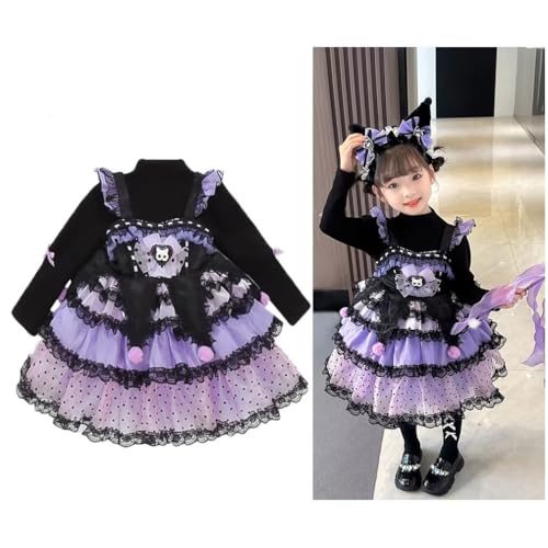 Puffy Tutu Lace Black Purple Dress and Shirt for Little Girls Halloween Homecoming Party Special Occasion2