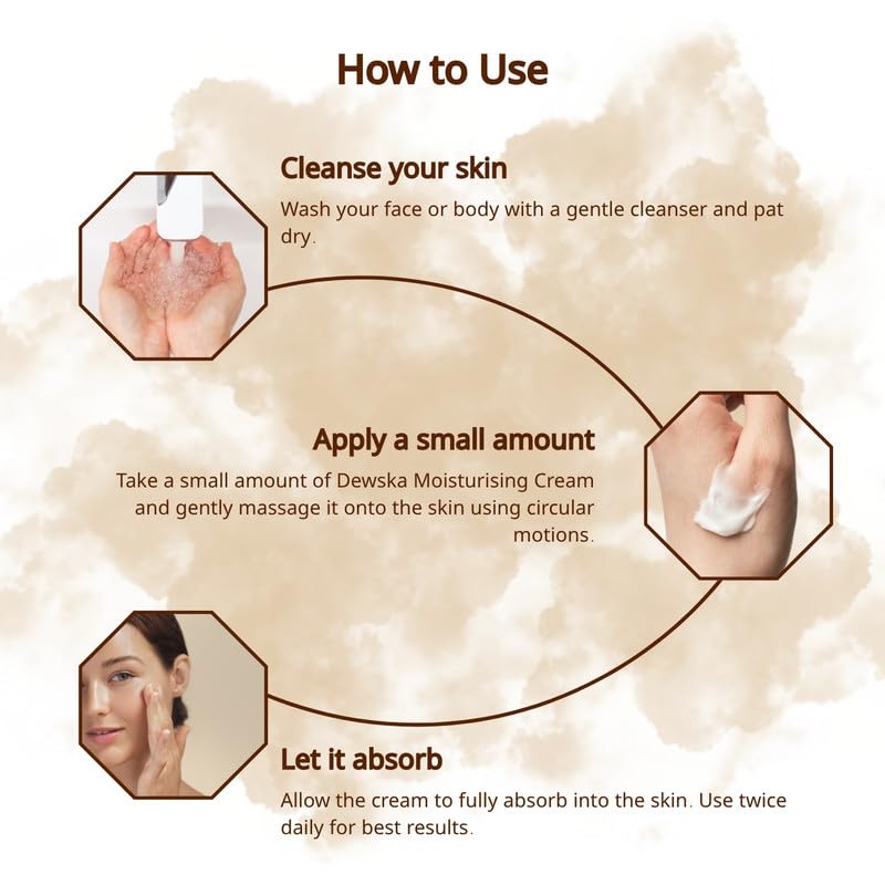 Dewska Moisturising Cream with Cocoa Butter, Shea Butter, Aloe Vera & Vitamin E, Daily Nourishing Face Cream for Soft & Smooth Skin Non-Greasy Moisturiser for Men & Women- 3.38 fl oz - Image 4