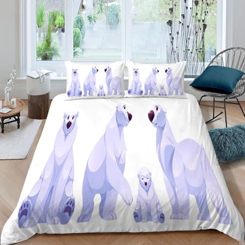 布団カバー シングル 3点セ 動物 寝具カバーセット布団カバーポリエステル100% 優しい肌触り 柔らかい通気性速乾タイプ防ダニ四季通用(150x210cm)2枕カバー(43x63cm)