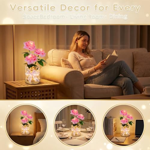 YWYWLED Rose Flower LED Night Light USB Rechargeable Touch 3 Color Dimmable by YWYWLED - Used condition - Image 8