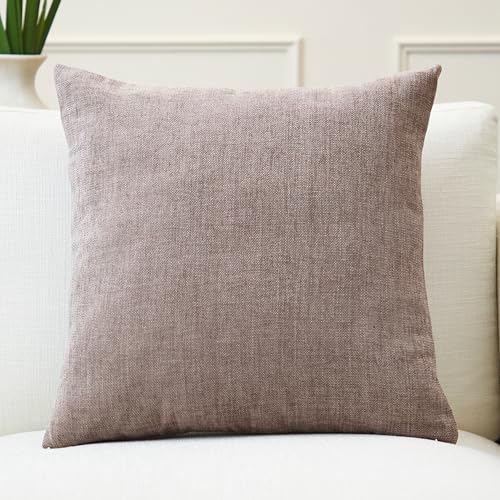 Image of Encasa XO Thick Chenille Throw Pillow Covers Set of 1 | Dusty Brown - (20 inchx20 inch) (50x50 cm) | Decorative Accent Square Throw Pillow Cases for Couch, Home Decor, Sofa