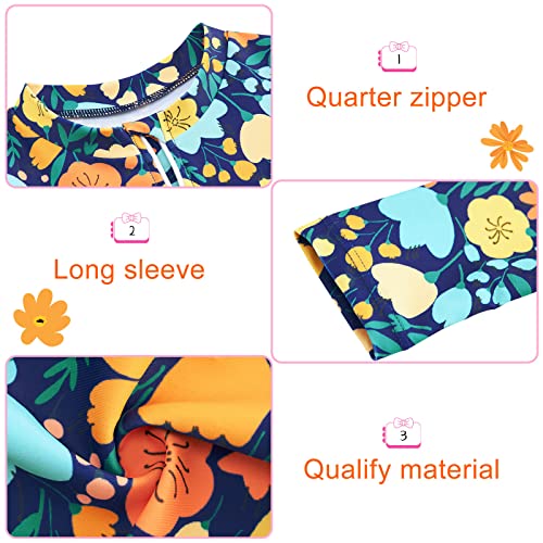 Image of Funnycokid Baby Toddler Girls Swimsuit 4 Piece Bathing Suit Long Sleeve Rash Guard Sets 12 Months-7 Years