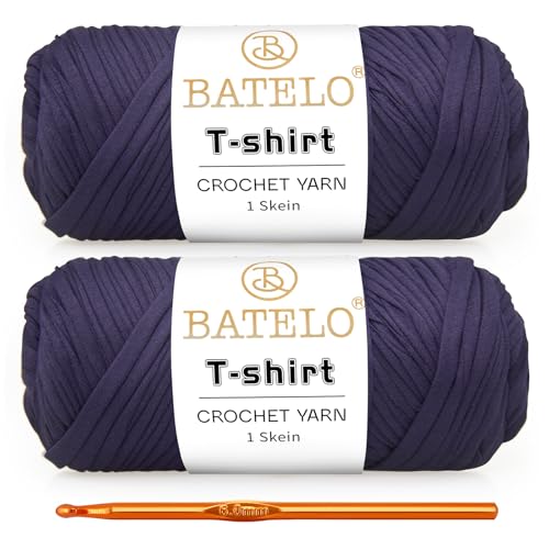 Image of 2 Pack Crochet T-Shirt Yarn for Bags /Basket /Coaster - High Elastic Thick Yarn - Polyester Fabric (Navy Blue) - 400g /144yds