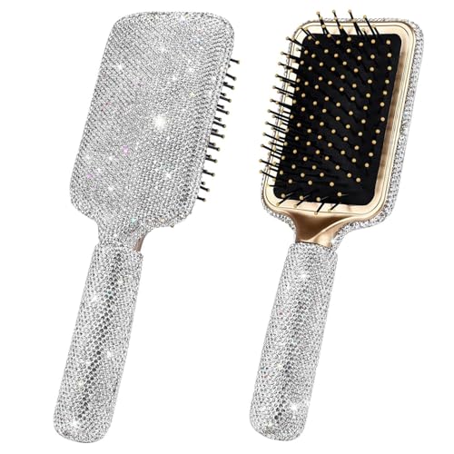 Cepillo de pelo de paleta de masaje con cojín de aire y diamantes de imitación