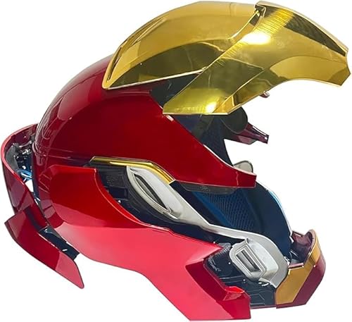 Jefuzh Iron-Man Helmet, 2024 New Iron-man Mask with Jarvis Voice & Remote&Touch Controlled Open/Close, Collectible Real-life (Glod-RED)