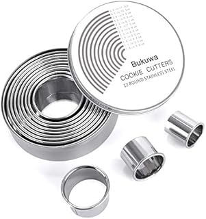 12 Pieces Round Cookie Biscuit Cutter Set,Graduated Circle Pastry Cutters,18/8 Stainless Steel Cookie Cutters And Donut Cutter Ring Molds