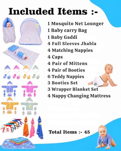 Image of Kwitchy 54 in 1 Baby Essentials Gift Combo (Multicolour, 0-6 Months)