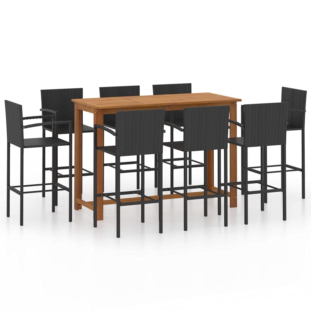Gartenlounge - Juego de mesa de jardín (9 piezas), color negro