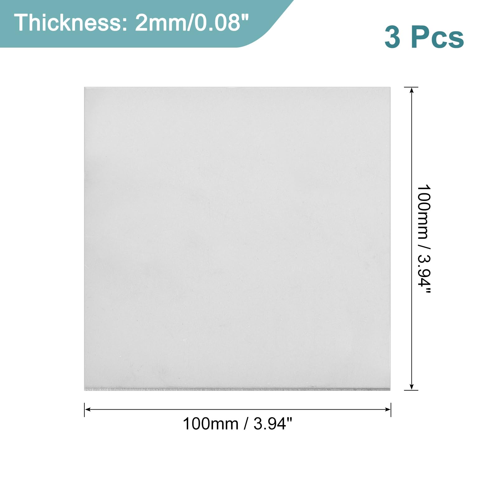 QUARKZMAN 3Pcs Plaque En Titane GR2, 100x100x2mm Plaque En Alliage De Titane Pour Machines Industrielles Travail Des Métaux (4"x4"x0.08")