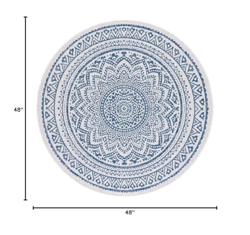 Tapete redondo 4' Ivory/Navy SAFAVIEH miniatura 2