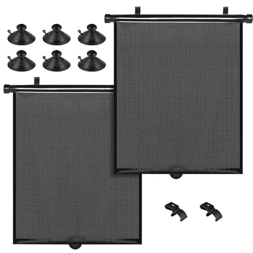 Image of yaaduo Car Sun Shade Side Window, Retractable Car Roller Shades for Side Window Blocks Harmful Sun Glare and Heat